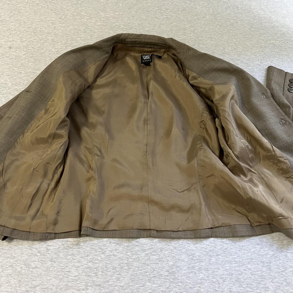 Worth Blazer Womens 8 Lightweight Brown Wool Blend Tailored Career Jacket - Picture 8 of 15